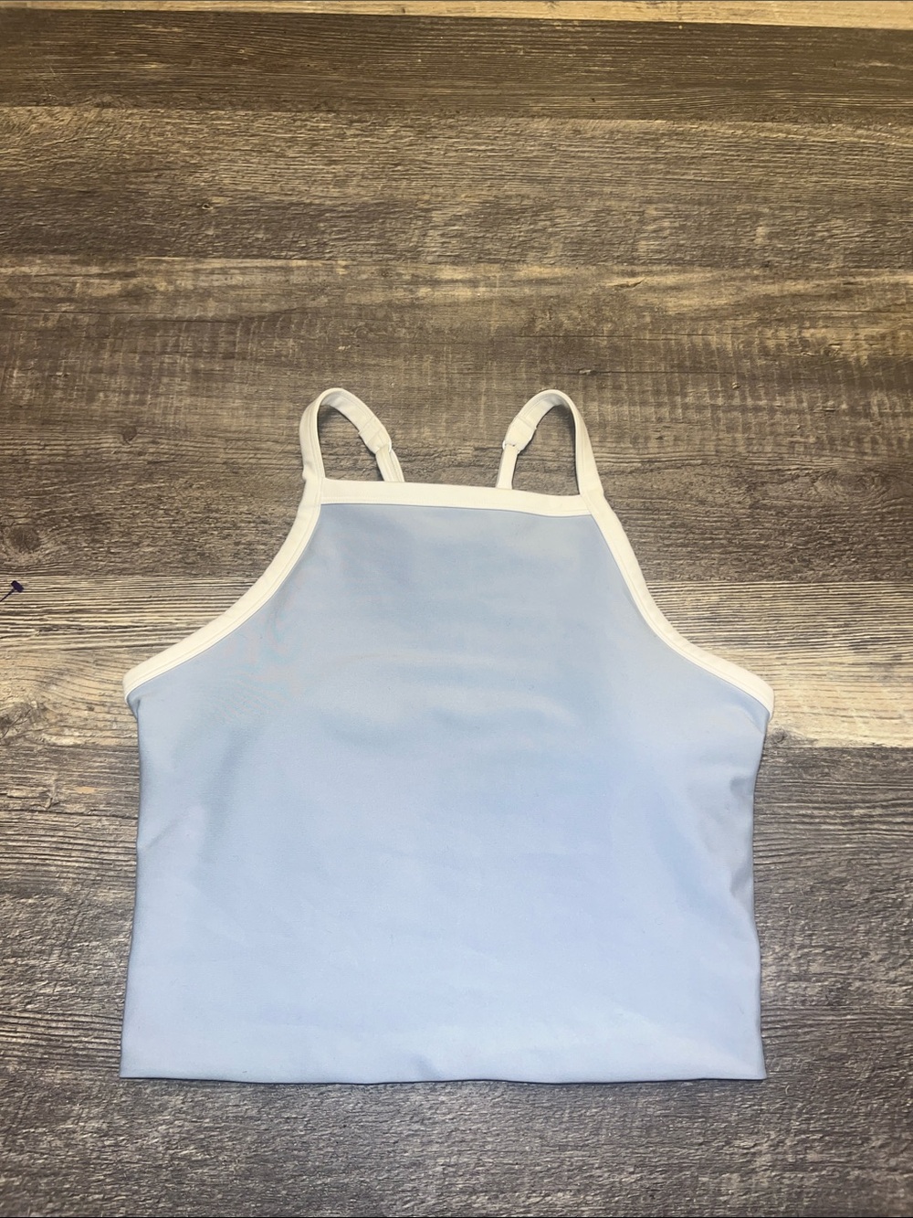 Abercrombie YPB sculptLUX Apron Tank Light Blue White Trim